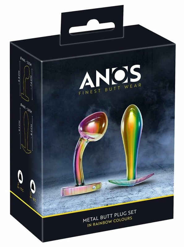 Набір Анальних пробок Anos Metal Butt Plug Set Rainb 2 шт. - Изображение 1
