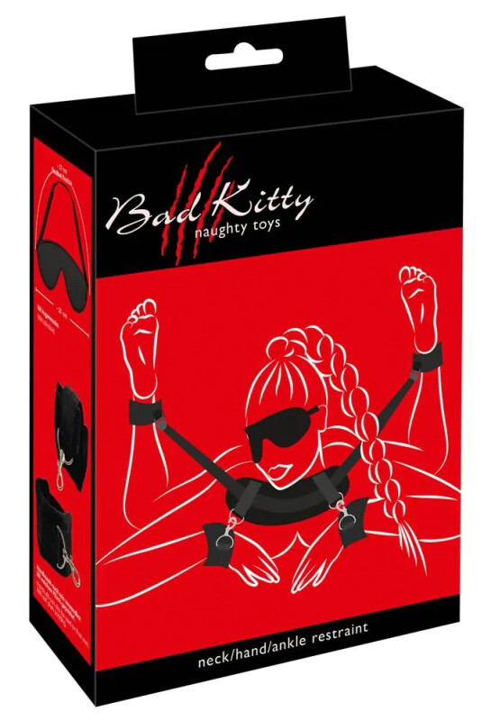Система фіксації для бондажу з маскою Bad Kitty, чорна