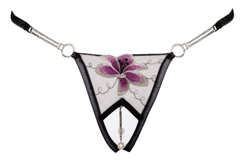 Стрінги сексуальні з інтимним вирізом Cottelli Collection String Flower, S/M - Изображение 3