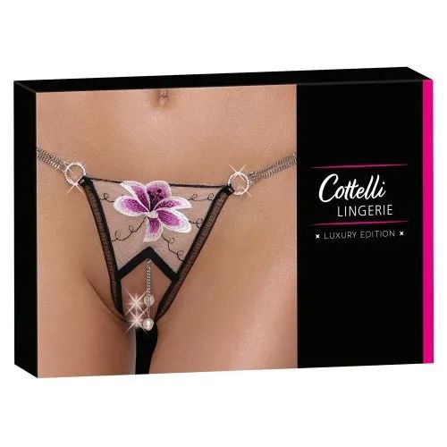 Стрінги сексуальні з інтимним вирізом Cottelli Collection String Flower, S/M - Изображение 5