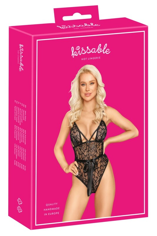 Боді сексуальний ажурний Kissable Body Lace, S/M, чорний - Зображення 4
