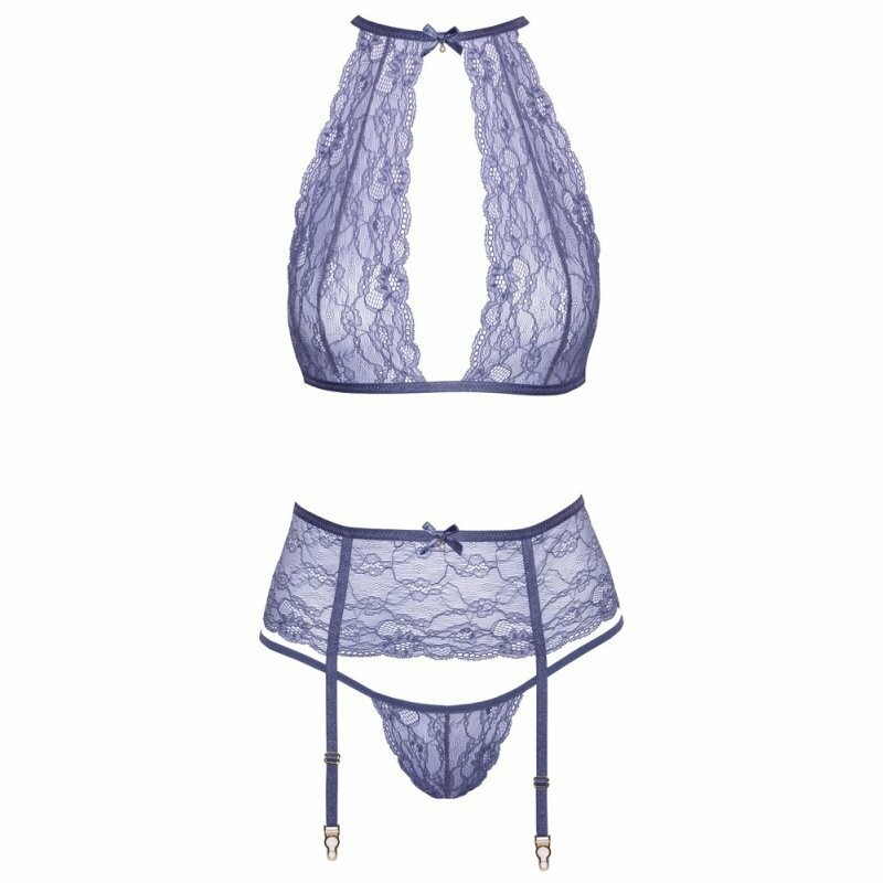 Комплект сексуальний Kissable Suspender Set S/M, лавандовий - Зображення 2