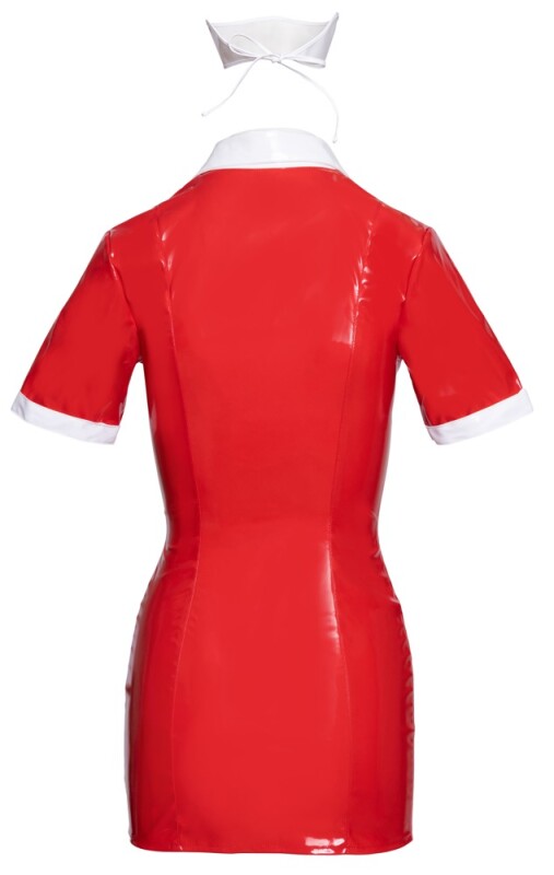 Костюм сексі медсестри Black Level Vinyl Nurse, XL, червоний, 2 предмети - Зображення 5