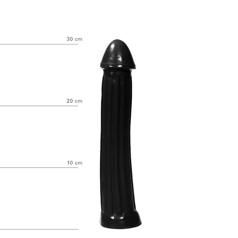 Фалоімітатор гігантський на присосці, з рельєфом All Black чорний, 31 х 6 см - Зображення 8