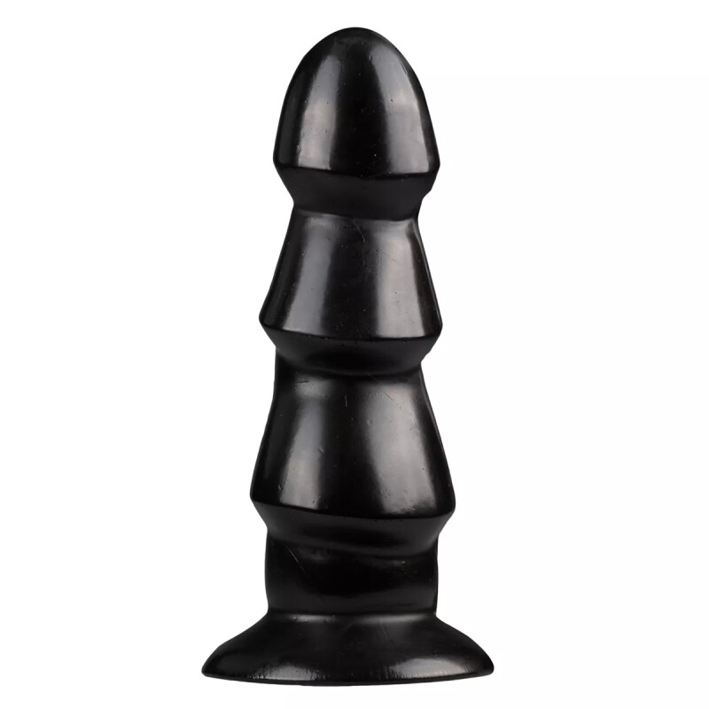 Фалоімітатор анальний з виступами All Black на присосці, чорний, 17 х 4.8 см