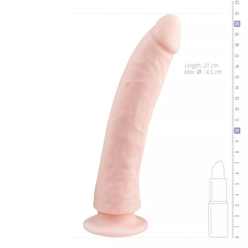 Фалоімітатор реалістичний на присосці Easytoys бежевий, 21 х 3.4 см - Зображення 3