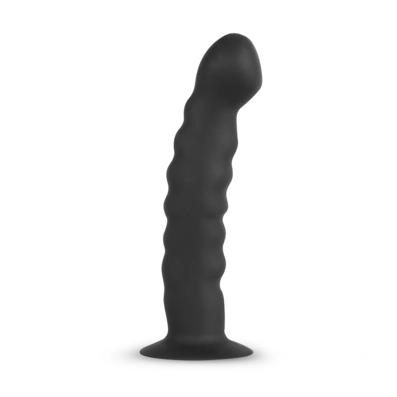 Страпон на ременях Easytoys з хвилястою насадкою, чорний, 14.5 х 2.9 см - Зображення 4
