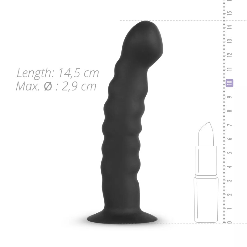 Страпон на ременях Easytoys з хвилястою насадкою, чорний, 14.5 х 2.9 см - Зображення 5