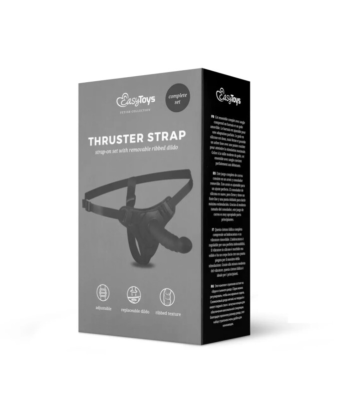 Страпон на ременях Easytoys з хвилястою насадкою, чорний, 14.5 х 2.9 см - Зображення 2