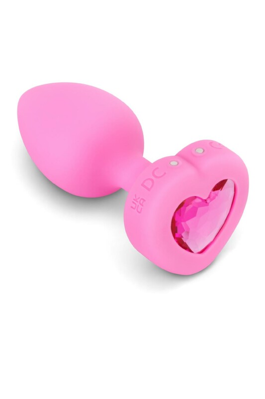 Анальна пробка з кристалом S/M b-Vibe, з вібрацією, силіконова, рожева, 7.6 х 3.7 см - Зображення 3