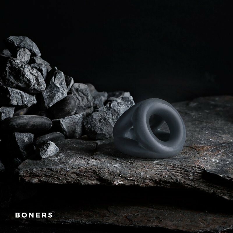 Ерекційне кільце і розтяжка для мошонки Boners потрійне, з силікону - Зображення 2