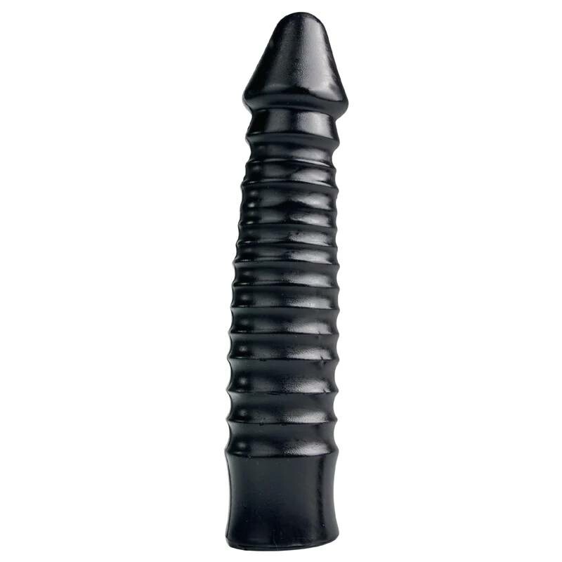 Фалоімітатор анальний гігантський рельєфний All Black чорний, 26.5 х 5.5 см