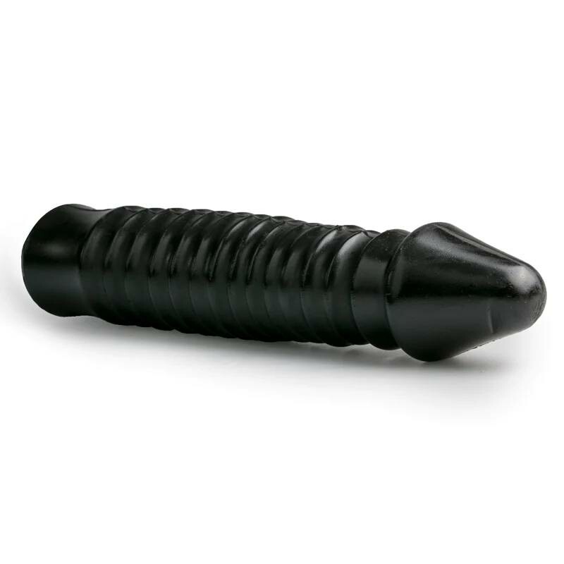 Фалоімітатор анальний гігантський рельєфний All Black чорний, 26.5 х 5.5 см - Изображение 2