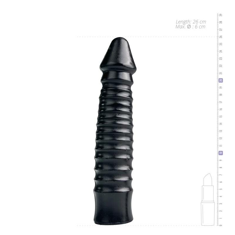 Фалоімітатор анальний гігантський рельєфний All Black чорний, 26.5 х 5.5 см - Изображение 3