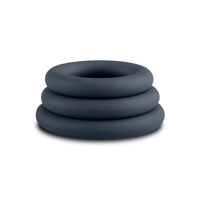 Набір ерекційних кілець, Boners 3-Piece Cock Ring Set - Grey, сірий - Изображение 4