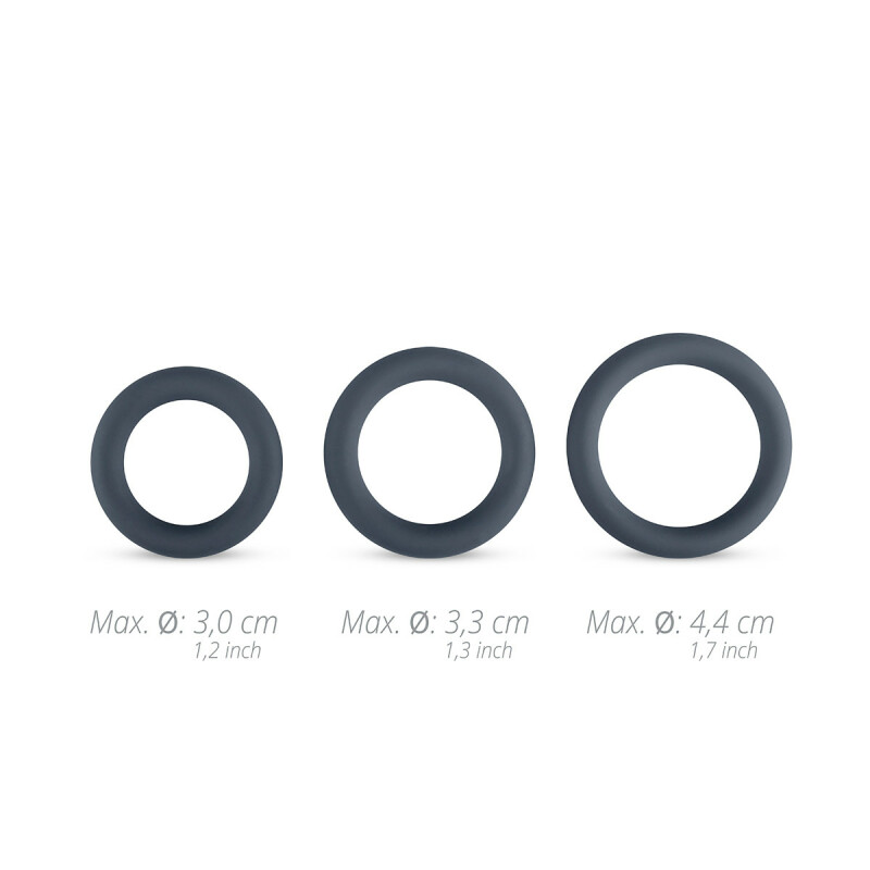 Набір ерекційних кілець, Boners 3-Piece Cock Ring Set - Grey, сірий - Изображение 3