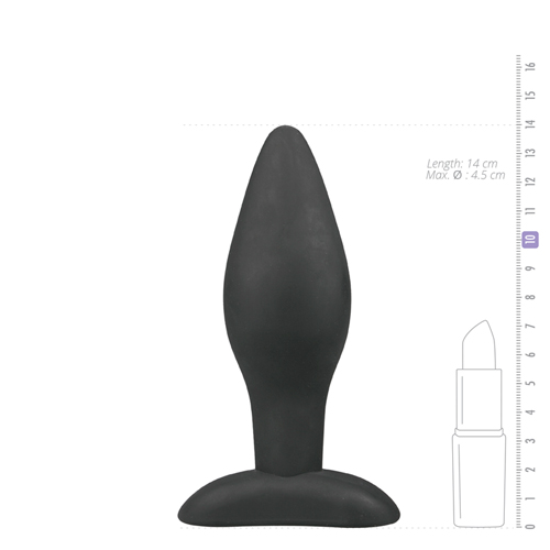 Анальна пробка силіконова Easytoys Large Black Silicone Buttplug, чорна, 14 х 4.5 см - Зображення 4