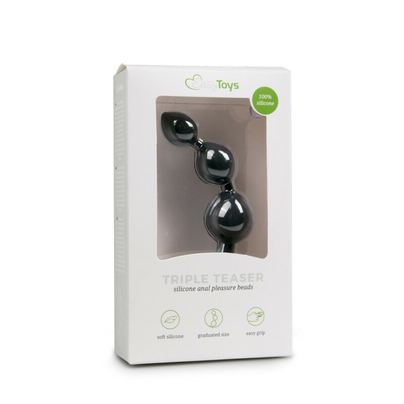 Анальні кульки Easytoys, силіконові, чорні, 15.5 х 3.3 см - Изображение 1