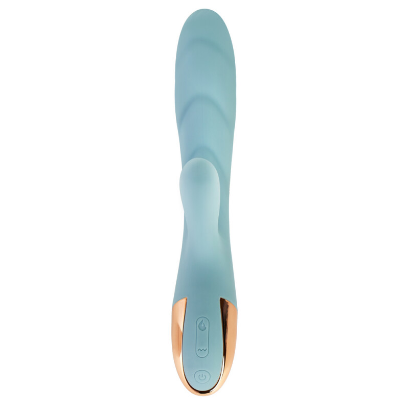 Вібратор-кролик Sweet Em Heating Dual Vibe з функцією нагрівання, блакитний, 18.9 х 3.4 см - Изображение 4