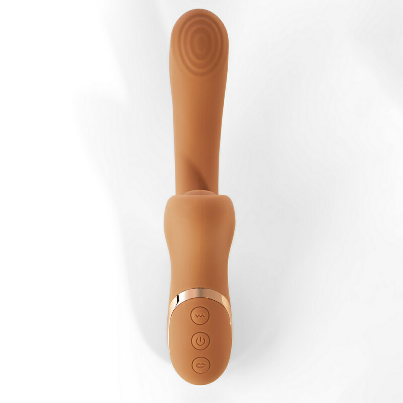 Вібратор-кролик Sweet Em Dual Bunny з вакуумом, бежевий, 22.1 х 4.2 см - Зображення 7