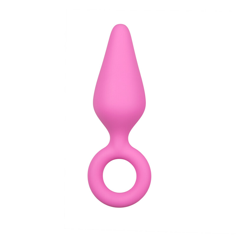 Набір анальних пробок, Pink Buttplugs With Pull Ring - Set, рожевий - Зображення 2