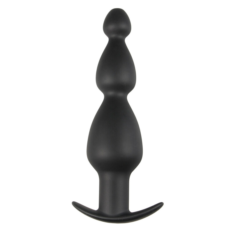 Анальна пробка рельєфна з тунелем Sinner Gear, силіконова, чорна, 19 х 4.5 см