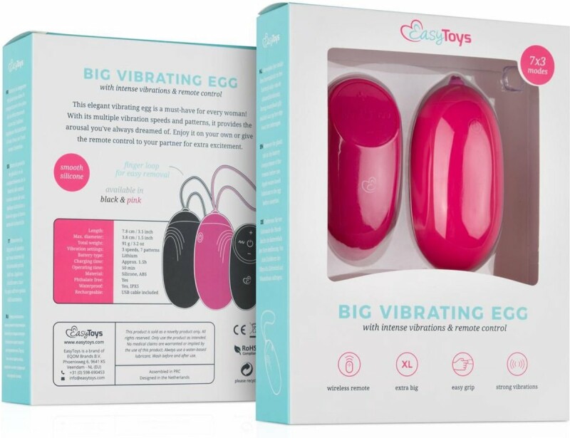 Віброяйце XL Easytoys, з дистанційним пультом, силіконове, рожеве, 8 х 3.8 см - Зображення 1