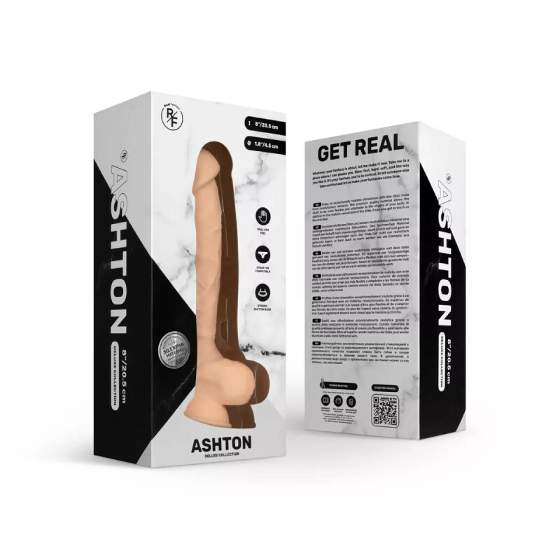 Фалоімітатор реалістичний на присосці Ashton Real Fantasy бежевий, 21 х 4.5 см - Зображення 1