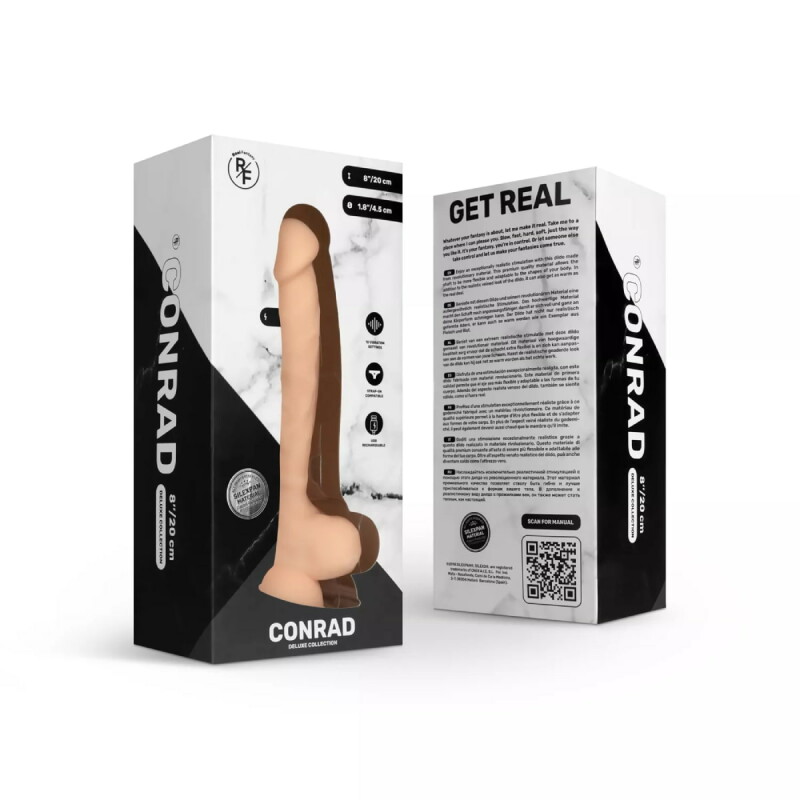 Вібратор реалістичний на присосці Conrad Real Fantasy бежевий, 20 х 4.5 см - Зображення 1