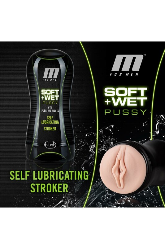 Мастурбатор вагіна в колбі Soft & Wet Blush, самозмащувальний, чорний, 18.5 х 8 см - Зображення 4