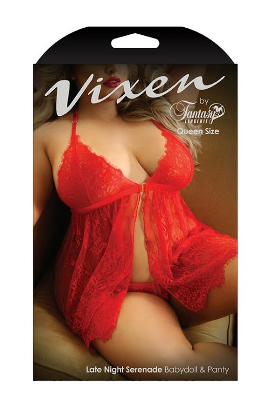Пеньюар сексуальний мереживний Queen Size Late Night Serenade Fantasy Lingerie, червоний - Зображення 2