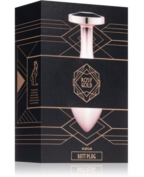 Анальна пробка з кристалом Nouveau Rosy Gold, металева, рожеве золото, 9.5 х 3.4 см - Зображення 1