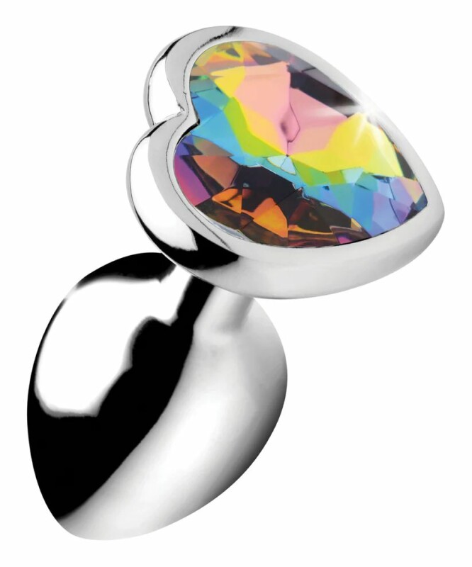 Анальна пробка з кристалом Booty Sparks, металева, срібна, 7 х 2.5 см