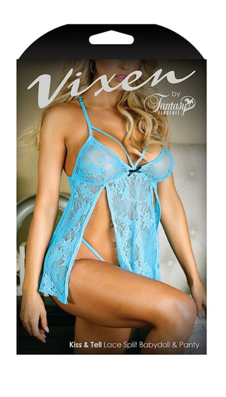 Пеньюар сексуальний мереживний S/M Kiss &amp; Tell Fantasy Lingerie, бірюзовий - Зображення 2