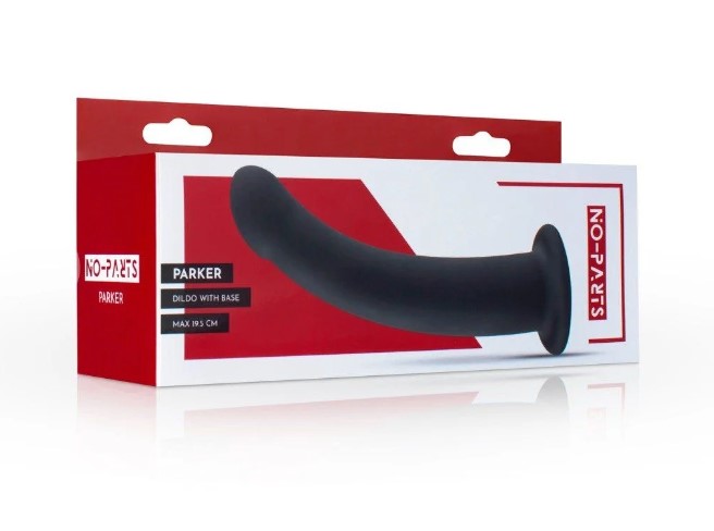 Насадка для страпону силіконова No-Parts - Parker, чорна, 19.5 х 3.8 см - Зображення 1