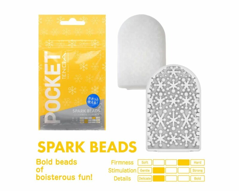 Міні мастурбатор нереалістичний Tenga Pocket Spark Beads, з рельєфом, білий, 7.5 х 5.5 см - Зображення 4