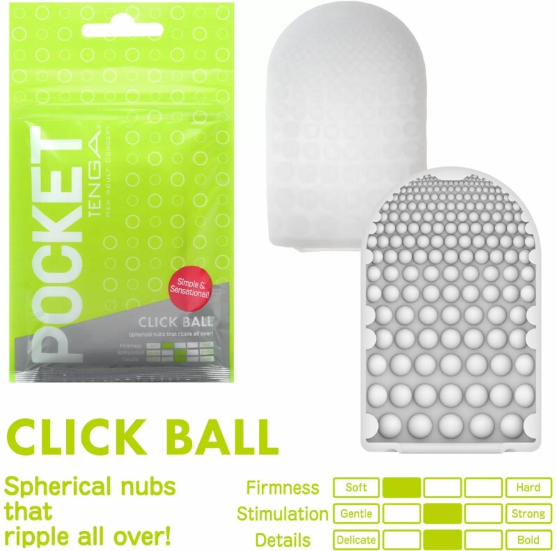 Міні мастурбатор нереалістичний Tenga Pocket Click Ball, з рельєфом, білий, 7.5 х 5.5 см - Изображение 4