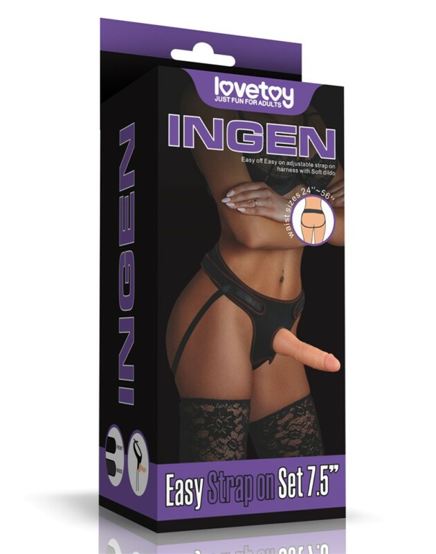 Страпон реалістичний на трусиках Lovetoy, бежевий, 19 х 5 см - Зображення 1