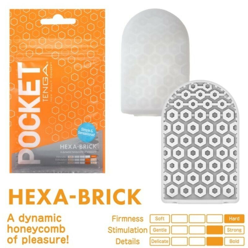 Міні мастурбатор нереалістичний Tenga Pocket Hexa-Brick, з рельєфом, білий, 7.5 х 5.5 см - Изображение 4
