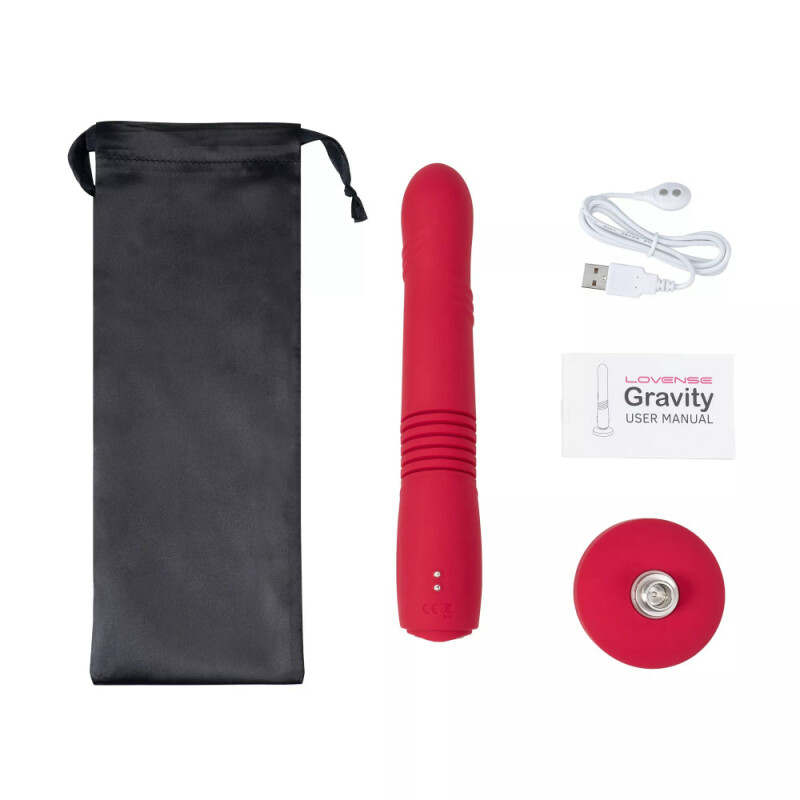 Вібратор смарт із фрикціями Lovense Gravity на присосці, червоний, 25.9 х 3.7 см - Зображення 5