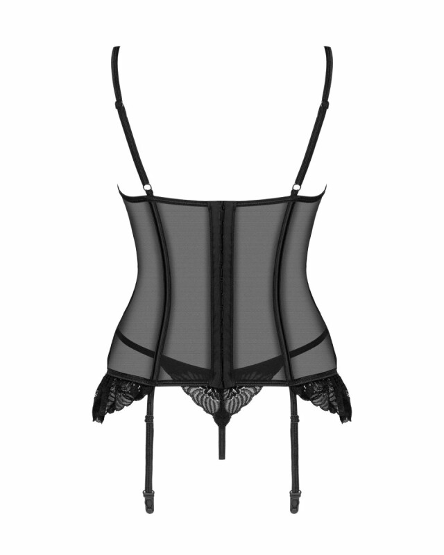 Корсет спокусливий мереживний M/L Serena Love Obsessive, стринги в комплекті, чорний - Изображение 3