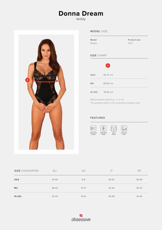 Боді еротичне з інтимним вирізом XS/S Donna Dream Obsessive, чорне - Зображення 4