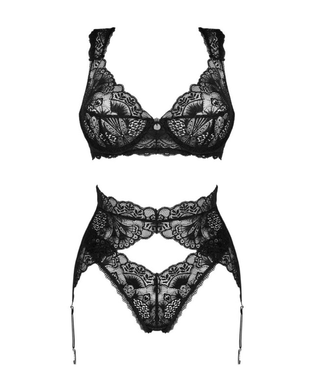 Комплект сексуальної білизни XS/S Donna Dream Obsessive, 3 предмети, чорне - Изображение 1