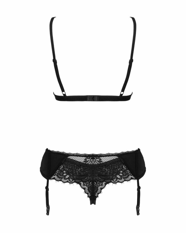 Комплект спокусливої білизни XS/S Maderris Obsessive, чорний, 3 предмети - Зображення 3