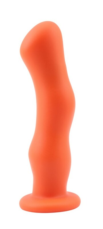 Вібратор рельєфний Curve Burst Chisa, з присоскою, силіконовий, помаранчевий, 19 х 4.4 см
