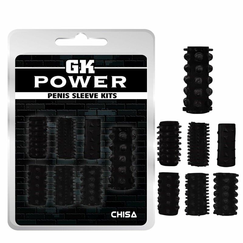 Набір насадок на член рельєфних GK Power Chisa чорний, 7 шт