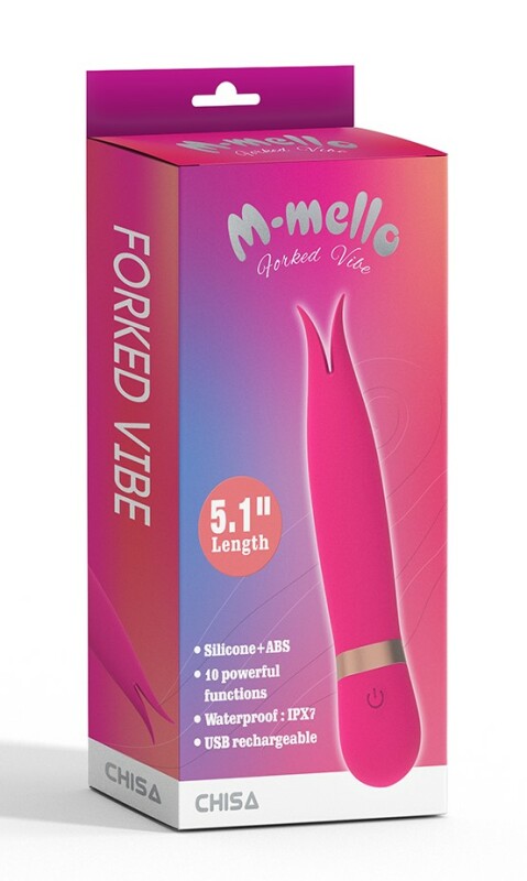 Вібратор для клітора Forked Vibe Chisa, силіконовий, рожевий, 13 х 2.6 см - Зображення 1