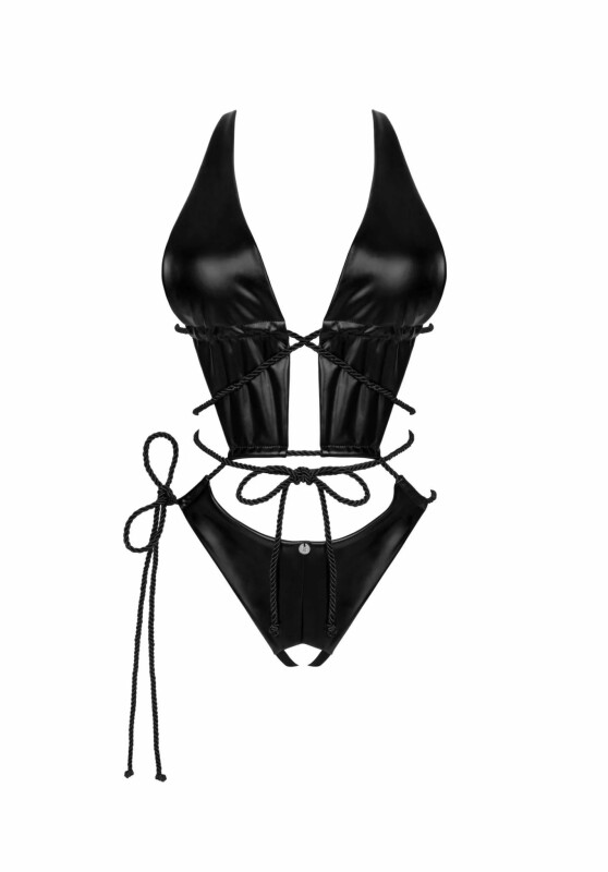 Боді еротичне з інтимним вирізом One Size Cordellis Obsessive, чорне - Изображение 2
