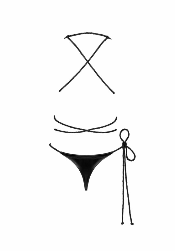 Боді еротичне з інтимним вирізом One Size Cordellis Obsessive, чорне - Изображение 3