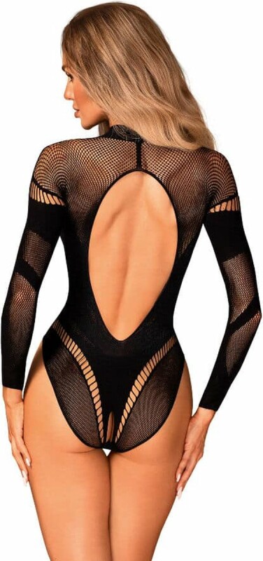 Боді сексуальне з інтимним вирізом One Size B135 Obsessive, чорне - Зображення 1